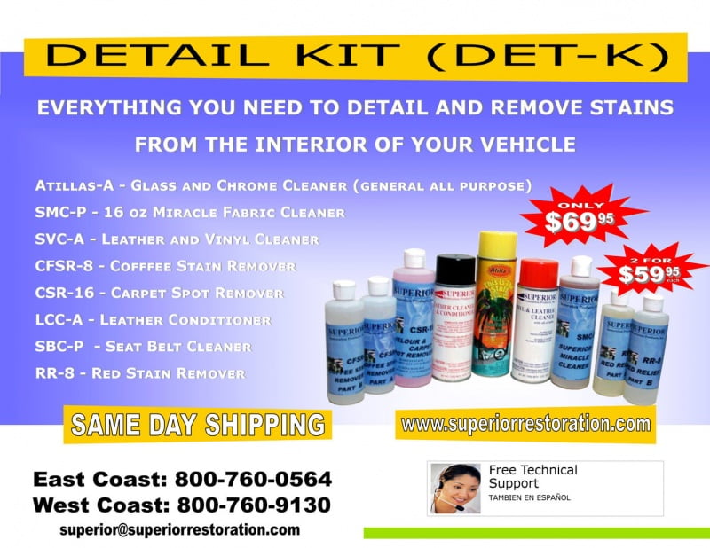 Complete Detail Kit for cleaning, conditioning and stain removal.